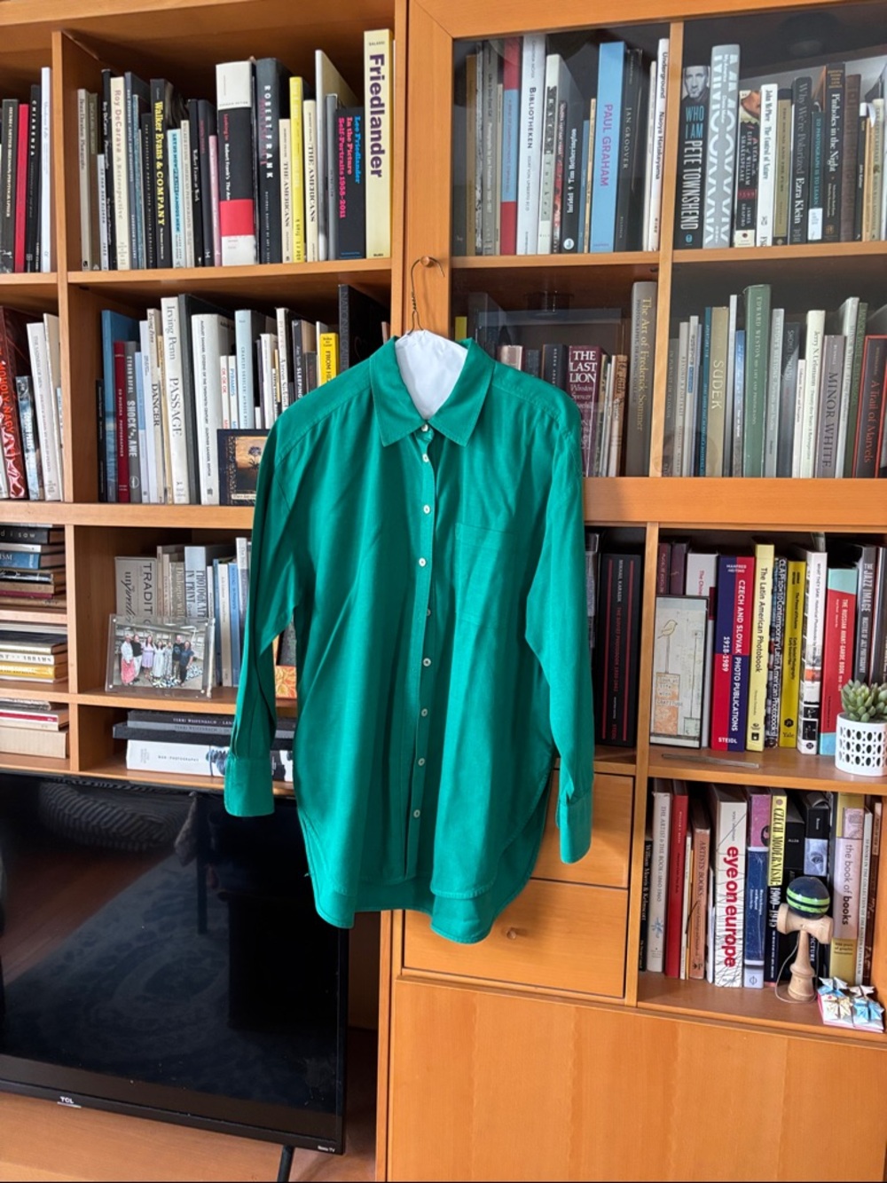 Maeve Green Linen-Blend Top